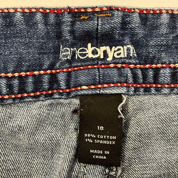 Women's Size 18 Lane Bryan Boot Leg Medium Wash Back Pocket Embroidery Stretch - Picture 3 of 7